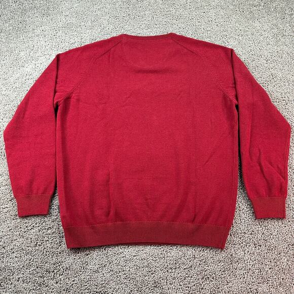 Fynch Hatton Sweater Mens XXL 2XL Red Supersoft Cotton V Neck Casual Pullover - Picture 7 of 11